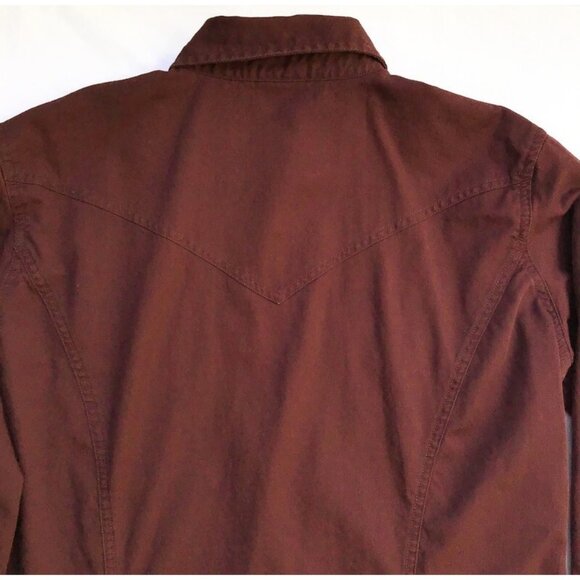 Carhartt Pearl Snap Shirt Womens S Burgundy Red Collar Western Yoke Pockets - Picture 9 of 9